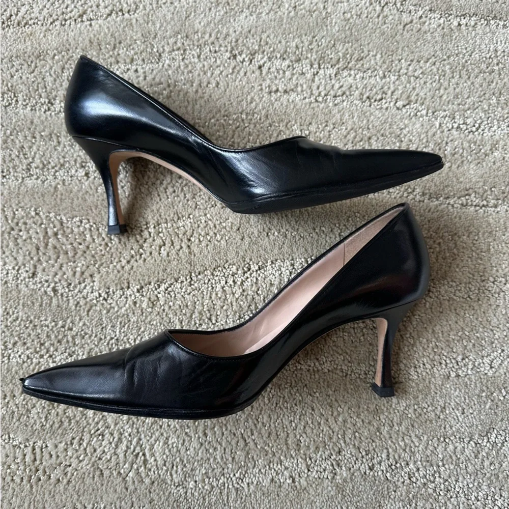 Manolo Blahnik Tuccio Autographed Black Pointy Toe Pumps 70mm Heel Sz IT 36.5